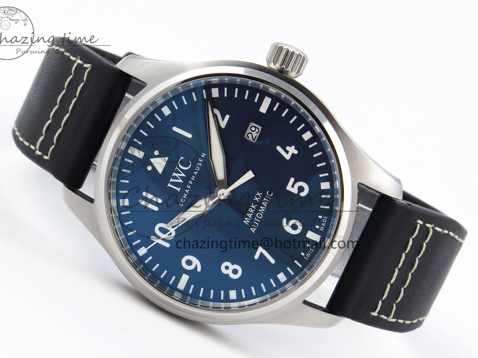 MIROTIME 0226 Pilot Mark XX IW328203 ZF 1:1 Best Edition Blue Dial on Dark Blue Leather Strap A Snug 7024
